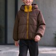 thumbnail image 4 of Xdegoge Kids Boys Hooded Puffer Jacket Lightweight Zip Up Winter Warm Coat Soft Warm Cold Weather Padded Outerwear Yellow Size 14-15, 4 of 9
