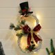thumbnail image 1 of Guirnalda de ratán decorativa navideña con luces LED, forma de muñeco de nieve, guirnalda navideña artificial, para interior y exterior (negra y roja), 1 of 4