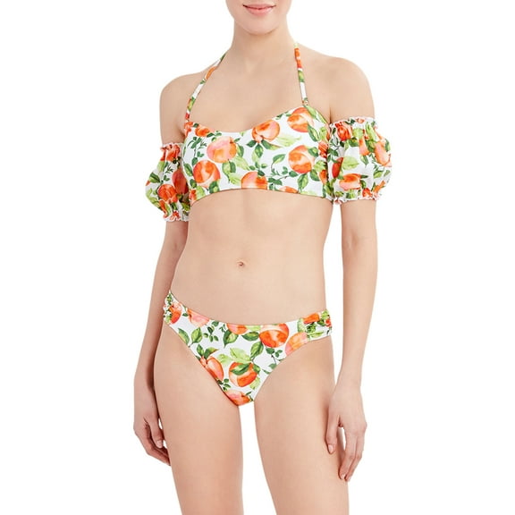 BCBG Paris Womens Poof Sleeve Bikini Set