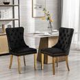 thumbnail image 2 of LegaHome Dining Chairs Set of 2, Modern Upholstered Velvet Dining Room Chairs with Nailhead Trim and Golden Stainless Steel Plating Solid Wood Legs, Tufted Button Padded Chairs Set for Kitchen, Black, 2 of 11