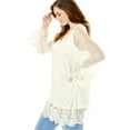 Roaman's Women's Plus Size Mesh Embellished Tunic Pearl Beaded Lace