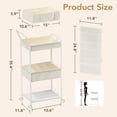 thumbnail image 2 of 3-Tier Diaper Caddy Organizer - Rolling Utility Baby Cart with Basket and Side Pockets for Nursery and Baby Essentials, Multi-Function Cart for Bedroom and Bathroom, Begie, 2 of 8