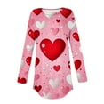 thumbnail image 5 of TrendVibe365 Pink Womens Plus Size Tops Long Sleeve Valentines Day Clothes Plus Size Tunic Round Neck Polyester Casual Love Heart Printed for Leggings for Valentines Gifts S, 5 of 5