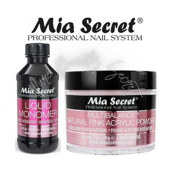 Mia Secret Liquid Monomer 4 oz and NATURAL PINK Powder 2 oz