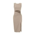 thumbnail image 5 of Women's Sleeveless Long Dress With Front Cut And Drawstring, 5 of 5