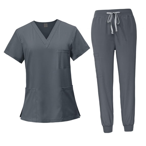Wxqbjtam Female Scrub Set Comfortable V Neck Soft Short Sleeves Breathable Nurse Workwear S
