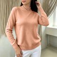 thumbnail image 4 of Women's Mock Neck Knit Sweater, Lightweight Basic Long Sleeve Pullover Tops for Fall Winter Daily Wear XL, 4 of 6
