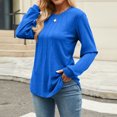 thumbnail image 6 of Scyoekwg Womens Long Sleeve T Shirts Crew Neck Pleated Tunic Shirts Trendy Lightweight Dressy Casual Blouses Fall Tops Solid Color Pullover (Blue,M), 6 of 8