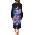 thumbnail image 3 of Whosucclay Hibiscus Butterfly Star Print Long Sleeve Zipper Nightdress Comfortable Sleepwear Dress Women Zipper Robe for Pajama Party Breathable Crew Neck House Dress with Pockets, S, 3 of 7
