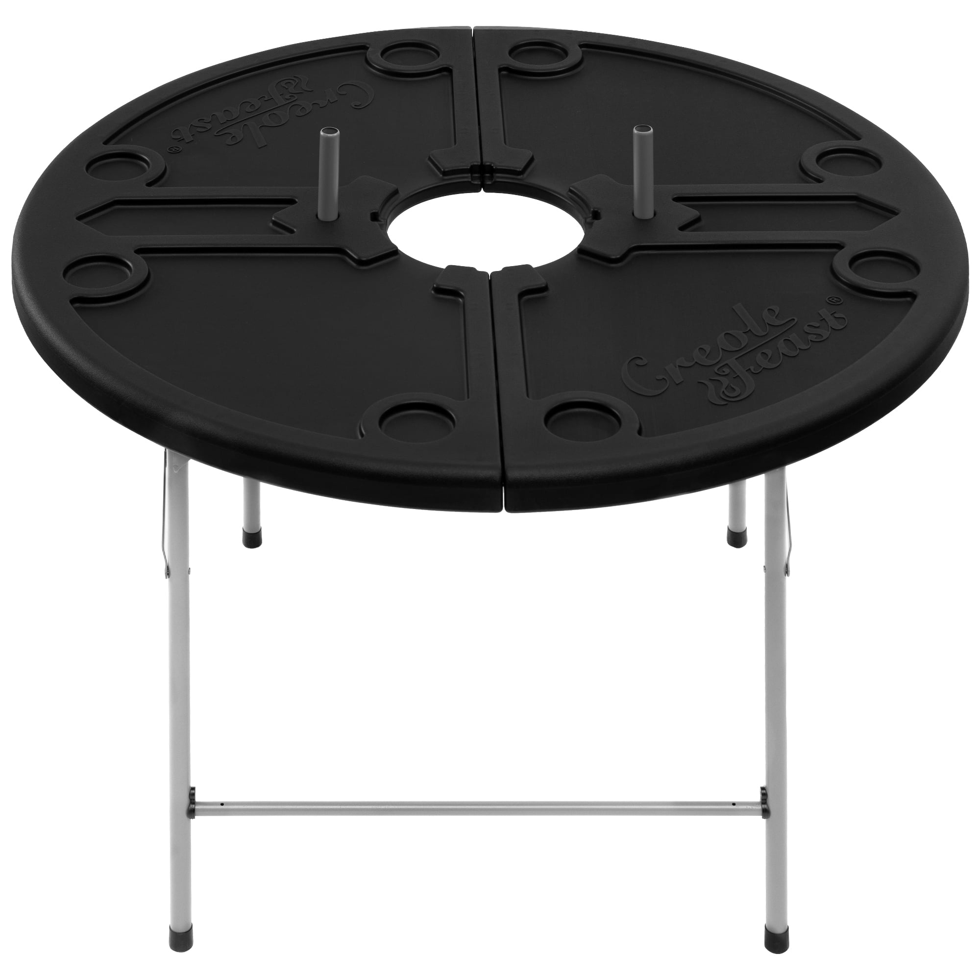Creole Feast FT4804 Foldable 47-inch Round Crawfish Table, Seafood Table, Camping Table, Portable Table for Both Indoor & Outdoor Use, Black