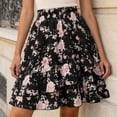 thumbnail image 2 of Women's Summer Tennis Skirts Floral Pleated Skirt Elegant A Line With Ruffle Trim And For Dressy Casual Summer Wear Black XXL, 2 of 7