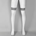 thumbnail image 2 of Doomiva 1 Pair Men Over Knee Thigh Socks Sport Long Tube Socks Cotton Socks Casual High Stockings White&Black Stripe One Size, 2 of 6