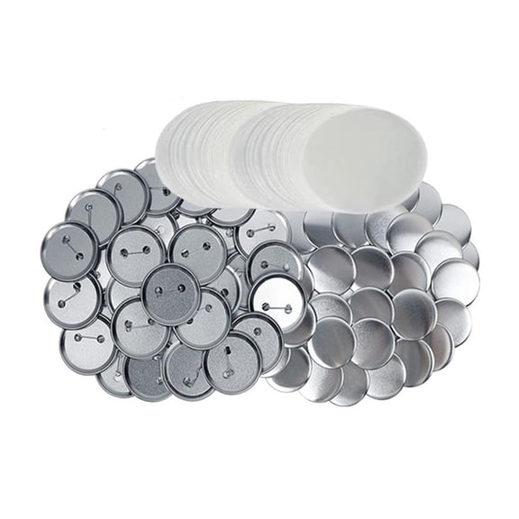 Blank Button Making Supplies 50mm DIY Round Pin Maker Kit For Button Maker Machine With Metal Shells, Back Cover And Clear Mylar