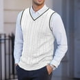 thumbnail image 2 of Dwelliawo Men's Sweater Vest Business Sleeveless Ribbed Sweaters Warm V Neck Knit Vest Top Regular Fit Cable Stretch Pullovers Sweater 2XL, 2 of 4