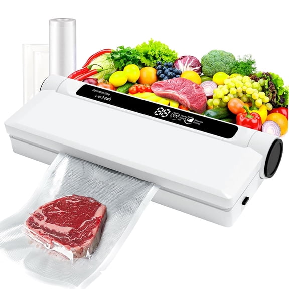 Haysky Vacuum Sealer Machine, Multi-Functional Food Sealer, 75KPA Strong Suction with Dry & Moist Food Modes, Digital Timer, Compact Lightweight with 20 Vacuum Bags for Home Kitchen Use