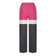thumbnail image 4 of Olyvenn Split Side Linen Pants for Women Dressy Casual Color Block Summer Elastic Waist Loose Fit Sweatpants with Pockets Hot Pink M, 4 of 5