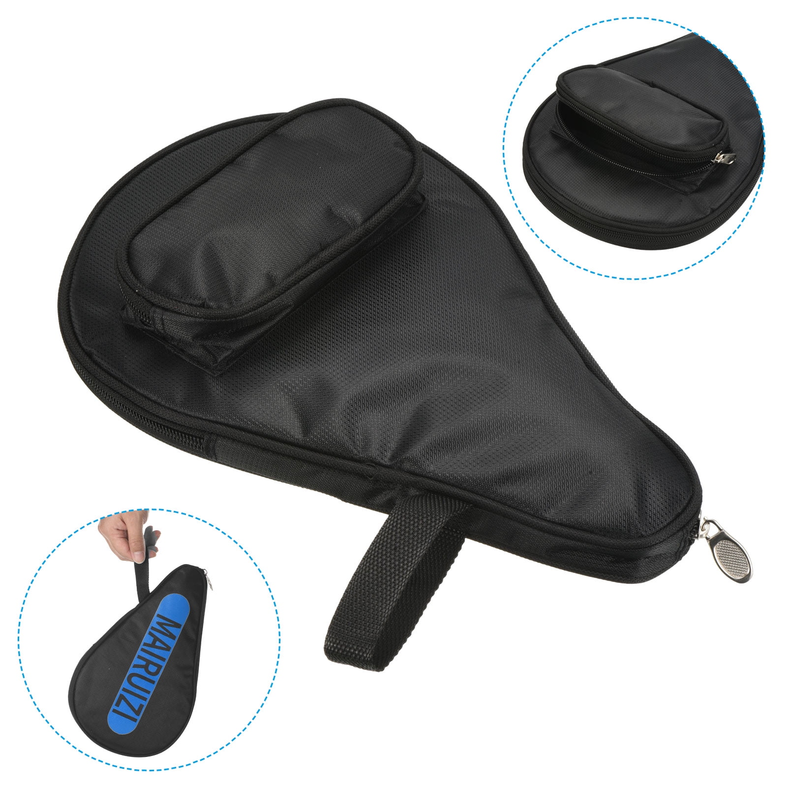 Table Tennis Racket Case Ping Pong Paddle Case Soft Cover Container Bag Gourd Shape for Sports, Black 2 Pack