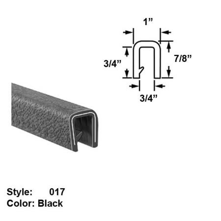 

Heavy Duty Vinyl Plastic U-Channel Push-On Trim Style 017 - Ht. 7/8 x Wd. 1 - Black - 10 ft long