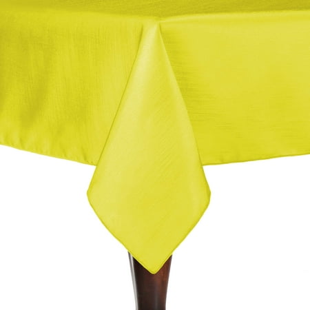 

Ultimate Textile (10 Pack) Reversible Shantung Satin - Majestic 72 x 72-Inch Square Tablecloth - for Weddings Home Parties and Special Event use Lemon Yellow