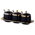 thumbnail image 1 of GUOOL 3 Pieces Porcelain Sugar Bowl Condiment Pot for Serving Housewarming Gift Black, 1 of 7