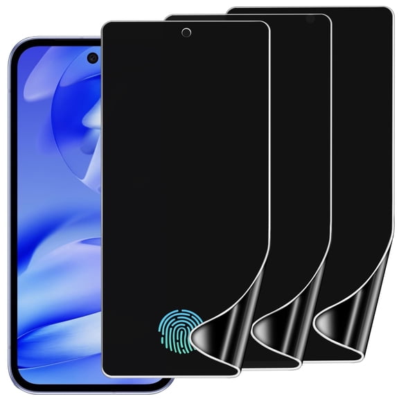 ZYQEEE 3 Pack Privacy Screen Protector for Google Pixel 9a 6.3", Anti-Spy Flexible TPU Hydrogel Film [Not Glass], Support Fingerprint Unlock,Curved Coverage