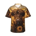 thumbnail image 1 of Fotbe Cute Cow Sunflower Field Camisa Hawaiana para Hombre Unisex – Camisa Casual de Verano con Botones de Manga Corta de Algodón y Lino,X-Large, 1 of 7