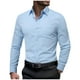 thumbnail image 2 of pstuiky manga larga de hombre, Camisa informal de manga larga con solapa y botones en color liso para hombre, estilo ejecutivo. Tops de hombre l, 2 of 4