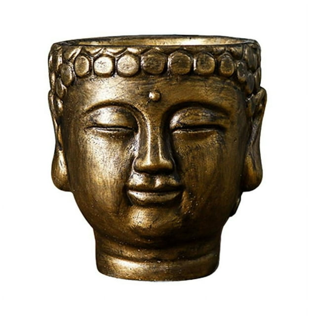 Maceta de cemento con forma de cabeza de Buda, contenedor para plantas, decoración, figura novedosa, maceta para Bronce