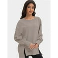 thumbnail image 4 of Women Oversized Sweatshirts Crewneck Side Slit Pullover Long Sleeve Casual Tops, 4 of 6