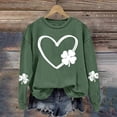 thumbnail image 2 of WEAIXIMIUNG Sweatshirts d'Automne pour Femmes Mode Décontractée Jour de la Saint-Patrick Vert Imprimé Graphique Quatre Feuilles Col Rond Manches Longues Jogging Sweatshirt, 2 of 4