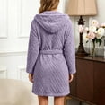 thumbnail image 3 of FAIWAD Robes for Women Soft Plush Hooded Short Bathrobe Fluffy Fleece Nightgown with Pockets and Belt Tie, 3 of 7