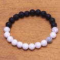 thumbnail image 3 of NOVICA Handmade Ceramic Lava Stone Beaded Stretch Bracelet from Bali No Black White Indonesia [6.25 in Inner Circ. x 0.3 in W] 'Mesmerizing Contrast', 3 of 7