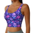 thumbnail image 2 of Daiia blue Skull purple flower1 Printed Women's Sports Bra, Breathable Activewear Bra with U-Back Design and Removable Pads, Comfortable and Supportive for Yoga, Workout-Large, 2 of 8