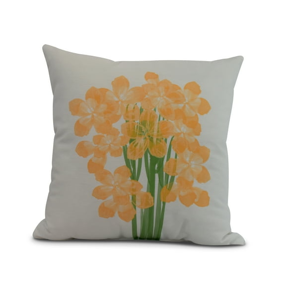 Simply Daisy, 16" x 16" Florpalida, Floral Print Outdoor Pillow, Yellow
