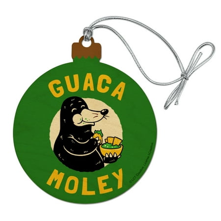 Guaca Moley Mole Eating Guacamole Funny Humor Wood Christmas Tree Holiday