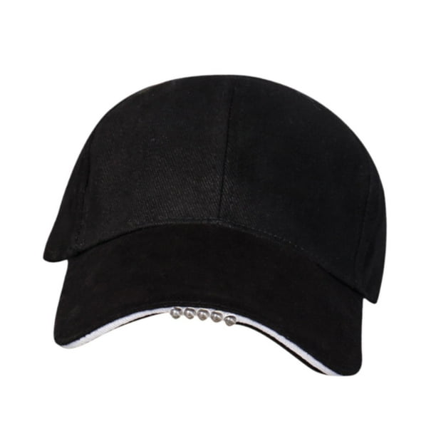 Gorra de béisbol con luz LED recargable y práctica para hombre, ideal para trabajos manuales y jogging. Negro