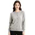 thumbnail image 3 of Huowey Cardigan Sweaters For Women Knit Button Up Cardigans Long Sleeve Crew Neck Soft Casual Daily Outerwear,Light Gray,M, 3 of 3