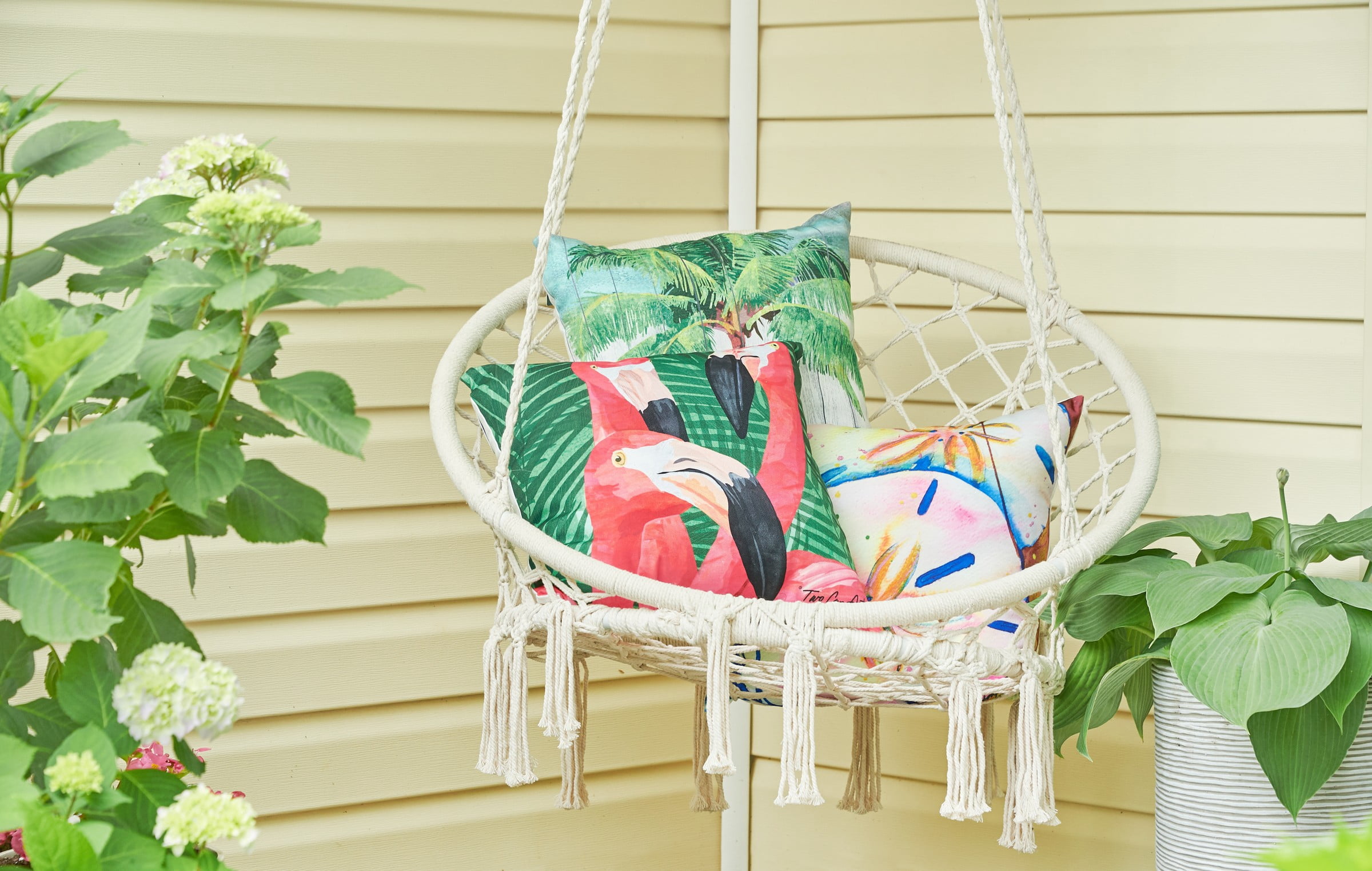 At The Beach Coastal Tropical Beach Premium Indoor/Outdoor Accent Throw Pillow, 18" x 18"