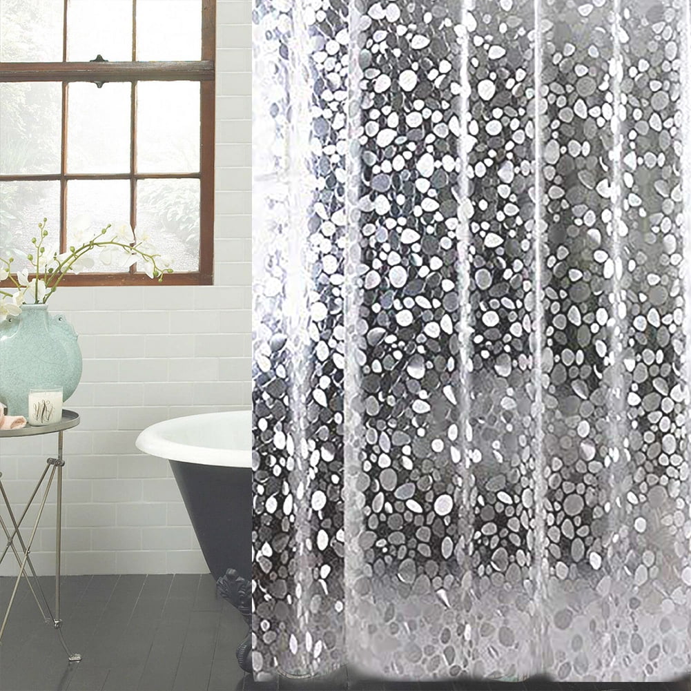 3D Cobblestone Bathroom Shower Curtain Colorful waterproof Heavy Duty 3 Magnets 