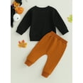 thumbnail image 4 of Wassery Baby Boy Halloween Clothes Infant 2Pcs Casual Fall Outfit 3M 6M 9M 12M 18M Newborn Girl Long Sleeve Letter Print Sweatshirt Top Sweatpants 0-18 Months, 4 of 8