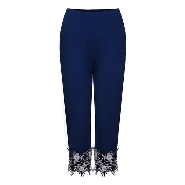 Guardurnaity Leggings de cintura alta Pantalones de yoga transpirables Pantalones de chándal de tres cuartos Ropa Prendas para la parte inferior del cuerpo Azul 4XL