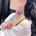 thumbnail image 4 of Women Petal Drop Earrings Flowers Dangle Earrings with Chiffon Floral Tassel for Vacation Wedding, 4 of 5