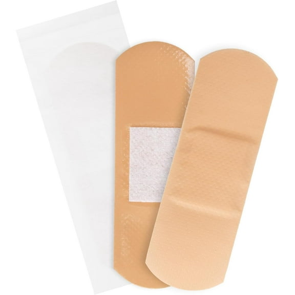 Plastic Flexible Adhesive Bandage Strips, 1” x 3”, Box of 100 Sterile Bandages for First Aid Kit Wound Care & Protection, Latex Free