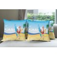 thumbnail image 6 of Ambesonne Christmas Throw Pillow Cover 4 Pack, Santa on Beach Surf, 16", Blue Yellow, 6 of 7
