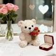 thumbnail image 4 of Eoozwa 1 Packs Rose Bear Plush Toy Romantic Birthday Gift for Girlfriend Soft Stuffed Animal with Floral Hat Home Decor Cute Valentine's Day Present, 4 of 6