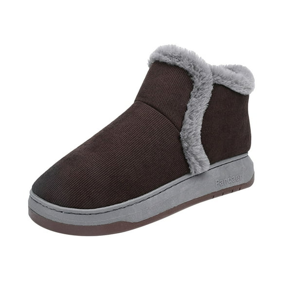 Wyzesi Bottes Noires pour Hommes Talon Mode Homme Pantoufles en Suède Coton Chaudes Peluche Épaisses Semelles Courtes Bottes en Coton Bottes d'Hiver pour Hommes