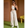 thumbnail image 6 of DARING DIVA Women's Yoga Set Camisole and Wide Leg Pants S Light Khaki, 6 of 7