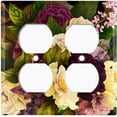thumbnail image 3 of Metal Light Switch Plate Outlet Cover Purple White Rose Wallpaper ROS015, 3 of 13