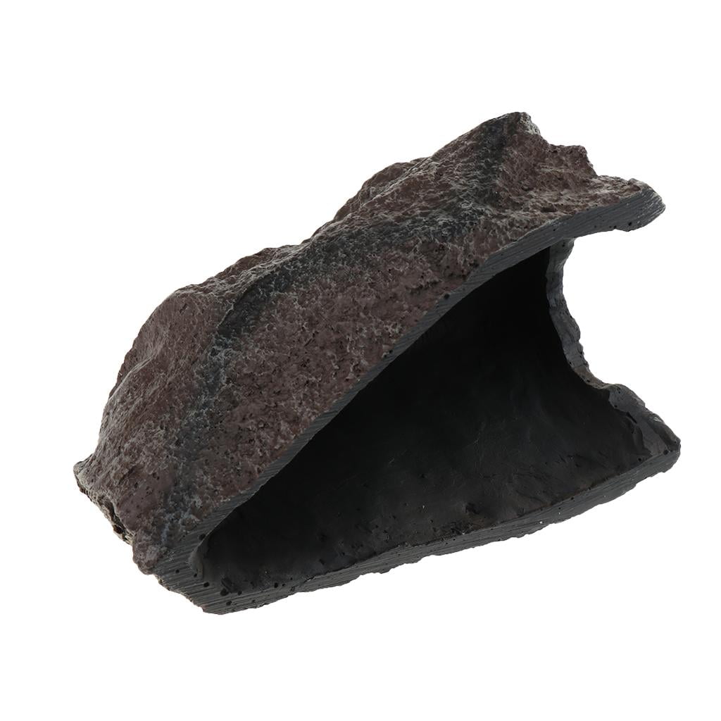 Reptile Hideout Resin Vivid Rock Cave Aquarium Fish Tank Turtle Frog Basking Platform Maroon