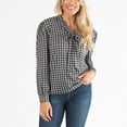 thumbnail image 2 of Womens S/M Houndstooth Brushed Jersey V-Neck Tie Front Blouse by Howard's, 2 of 4